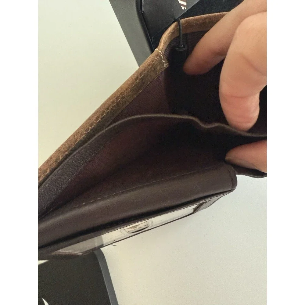 American Bison Men’s Brown Logo Genuine Leather Wallet Two Tone Materials